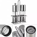 Набір для спецій Kamille Grinder Set перцемолка та соломинка на підставці 10х14.5см, фото 2