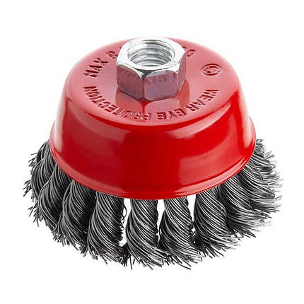 Щітка чашкова 75 мм, для КШМ, М14 (пучки крученого дроту) INTERTOOL BT-2075, фото 1