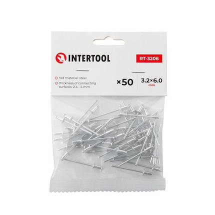 Заклепка алюмінієва 3.2*6.0 мм, 50 од. INTERTOOL RT-3206, фото 1