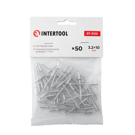 Заклепка алюмінієва 3.2 x 10.0 мм, уп. 50 шт. INTERTOOL RT-3210, фото 1