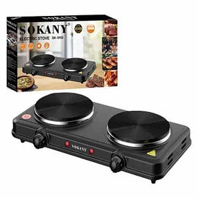 Електроплита кухонна дискова Sokany SK-5107 2000 Вт двухконфоркова електроплита, фото 3