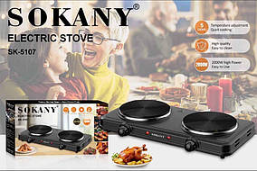 Електроплита кухонна дискова Sokany SK-5107 2000 Вт двухконфоркова електроплита, фото 2