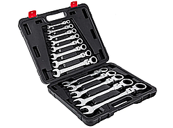 Набір ключів ріжково-накидних із тріскачкою Falon Tech 13 предметів 8-32мм FT66013