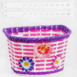 Кошик для дитячого велосипеда 18-20" рожевий з фіолетовим, Д/Ш/В: 27х19х17 см