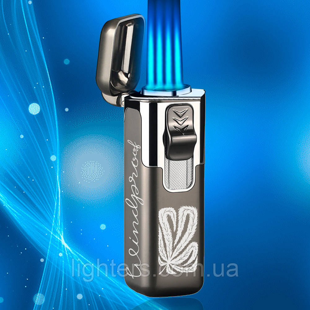 Запальничка турбо 4 форсунка "клевер удачі" у подарунковому пакованні LG-589U2, фото 1