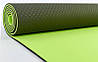 Килимок для йоги та фітнесу Yoga mat 2-шаровий TPE+TC 6mm FI-3046-8 (1.83*0.61*6mm) зелений-салатовий, фото 2