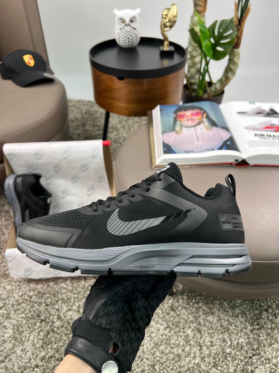 Чоловічі кросівки Nike Zoom Structure 17x Black Grey, кеди Найк текстильні нейлон чорні. Чоловіче взуття