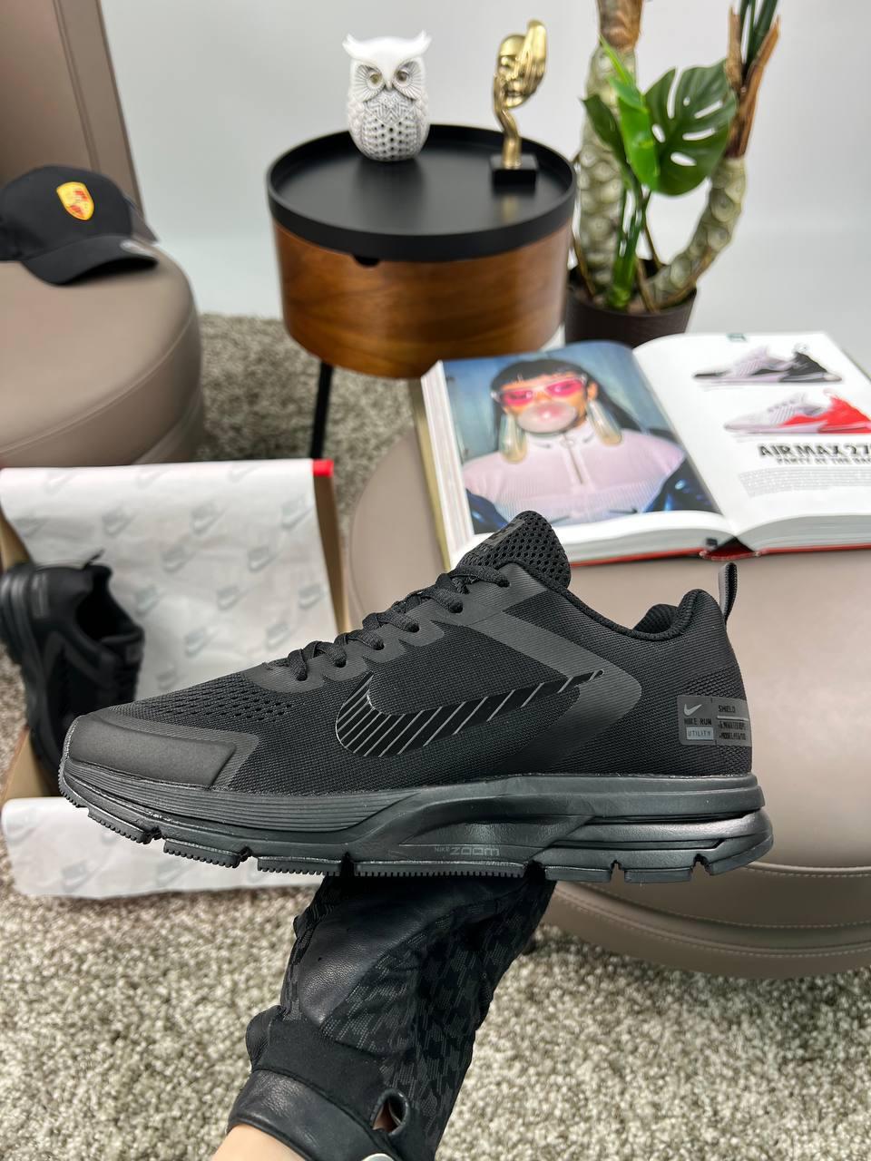 Чоловічі кросівки Nike Zoom Structure 17x All Black, кеди Найк текстильні нейлон чорні. Чоловіче взуття