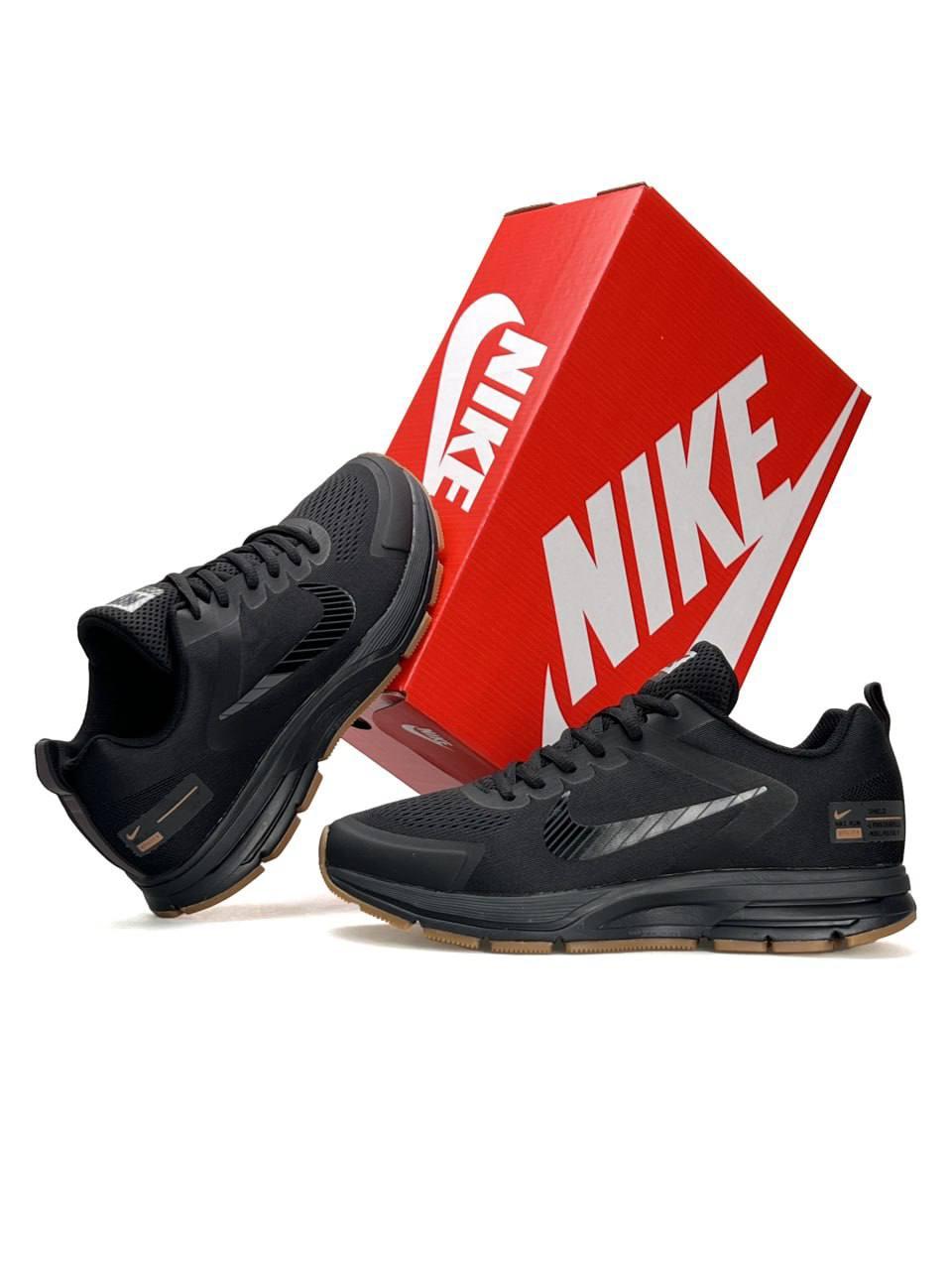 Чоловічі кросівки Nike Zoom Structure 17x All Black Orange, кеди Найк текстильні нейлон чорні. Чоловіче взуття
