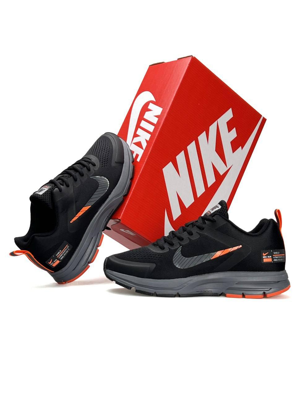 Чоловічі кросівки Nike Zoom Structure 17x Black Grey Orange, кеди Найк текстильні нейлон чорні. Чоловіче взуття