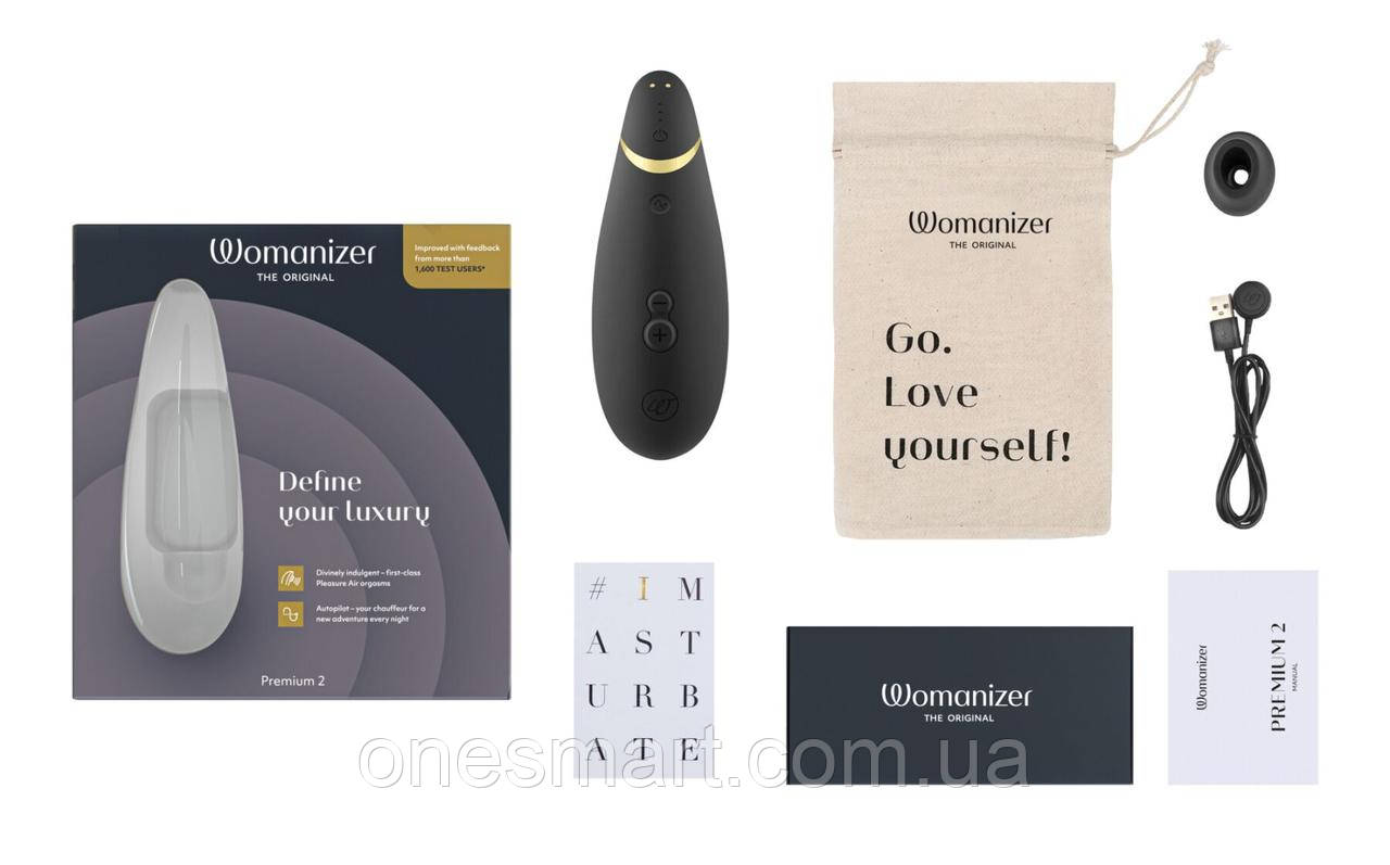 Вакуумний клиторальний стимулятор Womanizer Premium 2 для жінок з функцією Autopilot та Smart Silence, фото 1