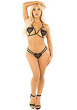 Комплект Leg Avenue Open Cup Bra and Pearl String One Size, Black, фото 4