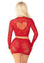 Комплект Leg Avenue Rhinestone Crop Top and Mini Skirt One Size, Red, фото 2