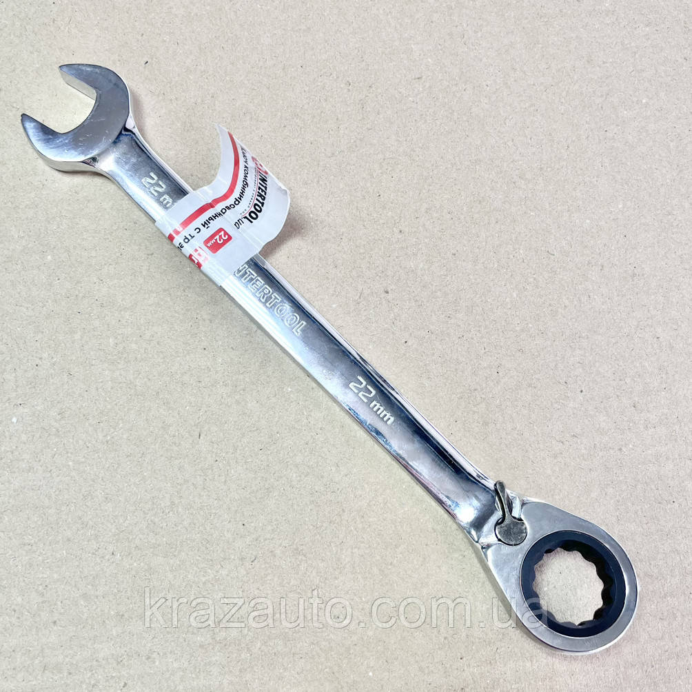 Ключ комбінований з тріскачкою 22 мм, Cr-V, PROF DIN3113 INTERTOOL XT-1322, фото 1