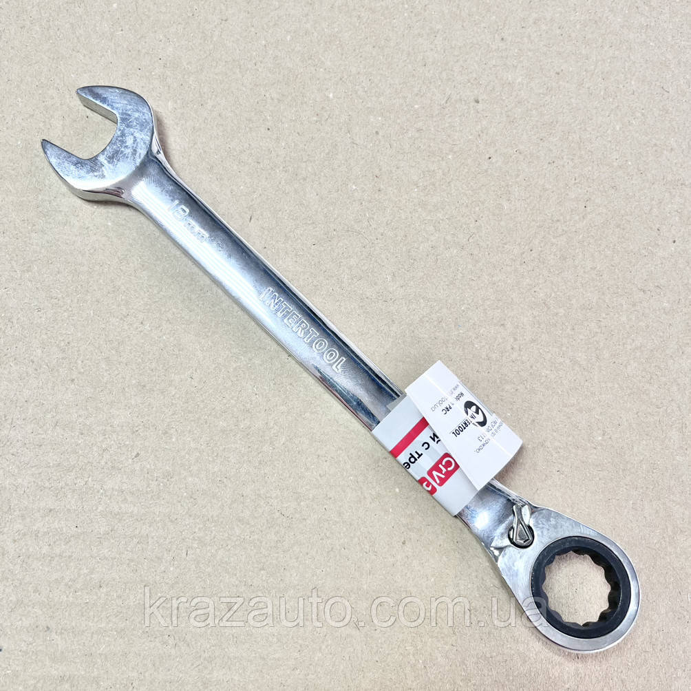 Ключ комбінований з тріскачкою 18 мм, Cr-V, PROF DIN3113 INTERTOOL XT-1318, фото 1