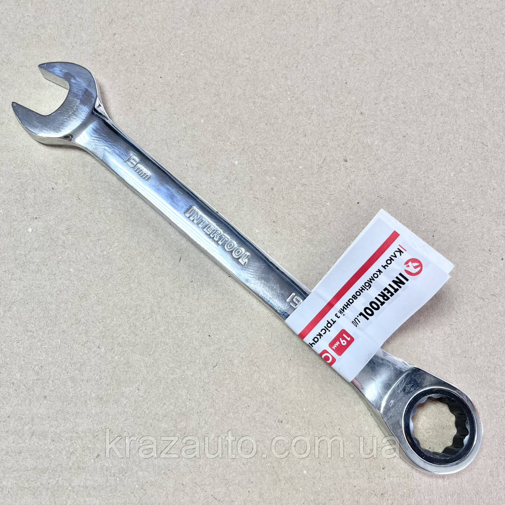 Ключ комбінований з тріскачкою 19 мм Cr-V; PROF DIN3113 INTERTOOL XT-1359, фото 1