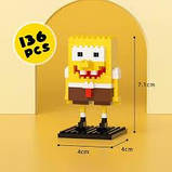 Міні конструктор Губка Боб на 136 деталей (7.5*7.5) Спанч Боб квадратні штани., фото 2