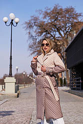 Актуальний брендовий демісезонний плащ зі стьобаної плащової тканини з поясом