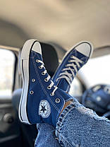 Жіночі кеди Converse All Star Blue High Конверс високі на платформі синього кольору текстиль демісезон, фото 6