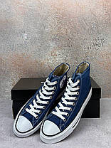 Жіночі кеди Converse All Star Blue High Конверс високі на платформі синього кольору текстиль демісезон, фото 3