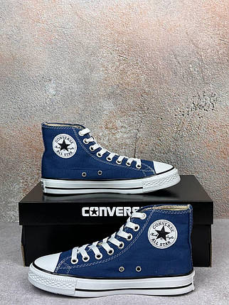 Жіночі кеди Converse All Star Blue High Конверс високі на платформі синього кольору текстиль демісезон, фото 1