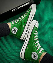 Жіночі кеди Converse All Star Green High Конверс високі на платформі зеленого кольору текстиль демісезон, фото 4