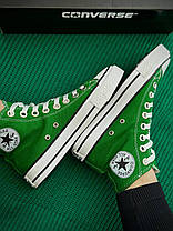 Жіночі кеди Converse All Star Green High Конверс високі на платформі зеленого кольору текстиль демісезон, фото 5