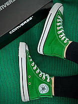 Жіночі кеди Converse All Star Green High Конверс високі на платформі зеленого кольору текстиль демісезон, фото 6