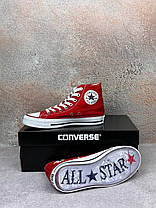 Жіночі кеди Converse All Star Red High Конверс високі на платформі червоного кольору текстиль демісезон, фото 6