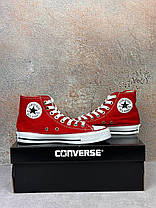 Жіночі кеди Converse All Star Red High Конверс високі на платформі червоного кольору текстиль демісезон, фото 3