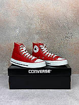 Жіночі кеди Converse All Star Red High Конверс високі на платформі червоного кольору текстиль демісезон, фото 4