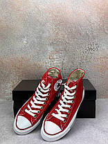 Жіночі кеди Converse All Star Red High Конверс високі на платформі червоного кольору текстиль демісезон, фото 5