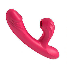 Вібратор фалоімітатор з режимом підігріву 10 режимів вібрації з режимом всмоктування рожевий 21-11,5 см