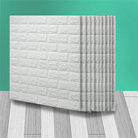 №1-3 Самоклеюча 3Д панель "Біла цегла" 77×70 см товщина 3 мм