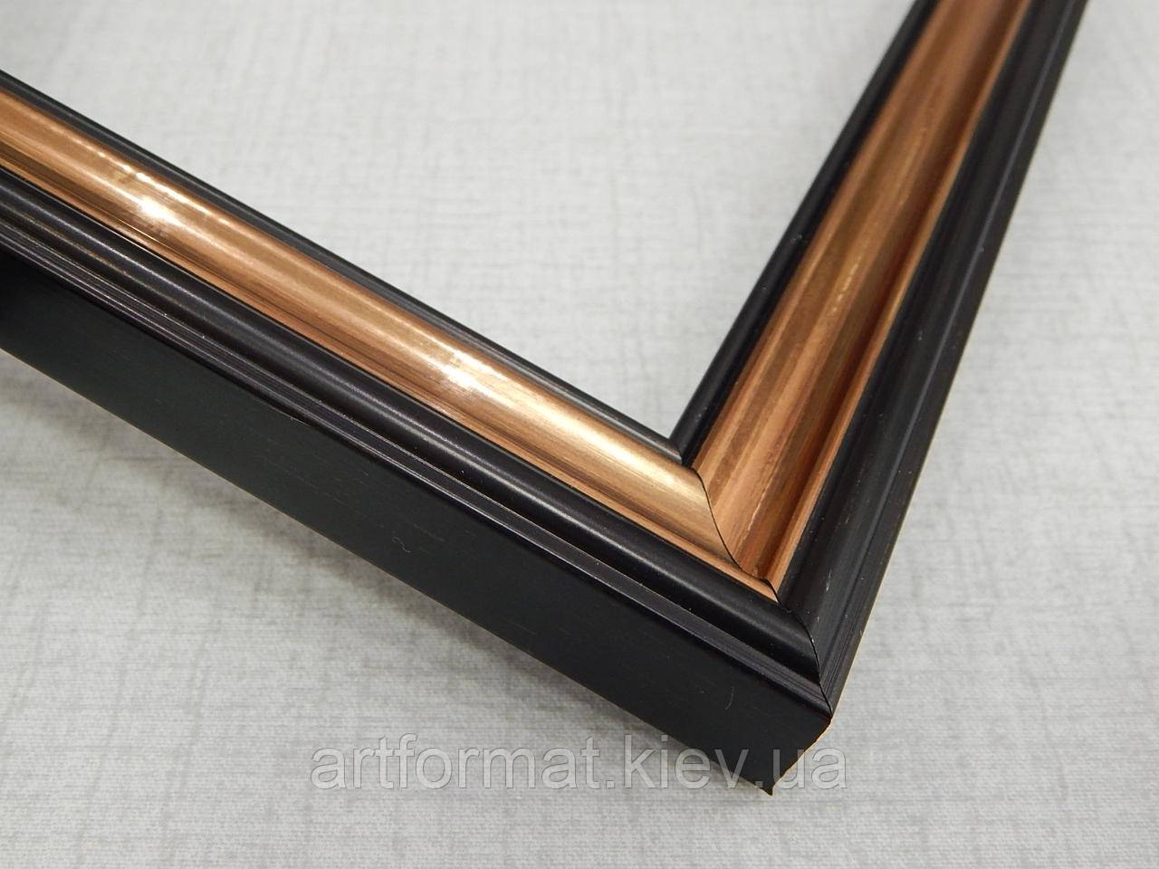 Рамка 50х70.Для картин,плакатів,фото...26 мм "Чорний із золотом", фото 1