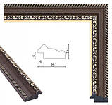 Рамка 50х70. Темне дерево з орнаментом. Профіль 29 мм. Для картин, дипломів, вишивок, фото 2