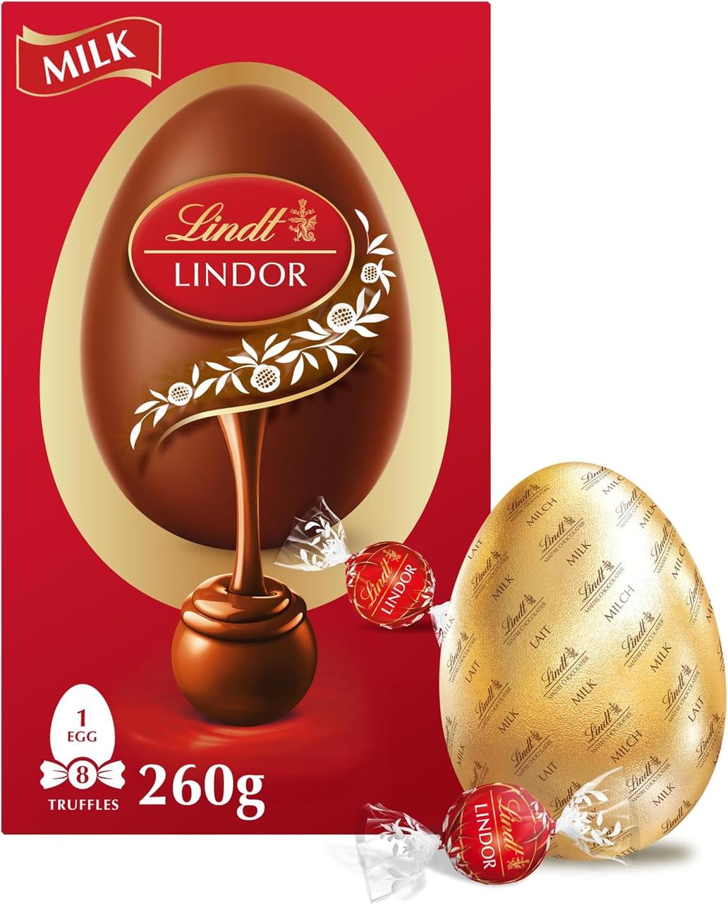 Пасхальний набір шоколадне яйце та 8 цукерок Lindt Lindor Milk Chocolate Easter Egg 260г