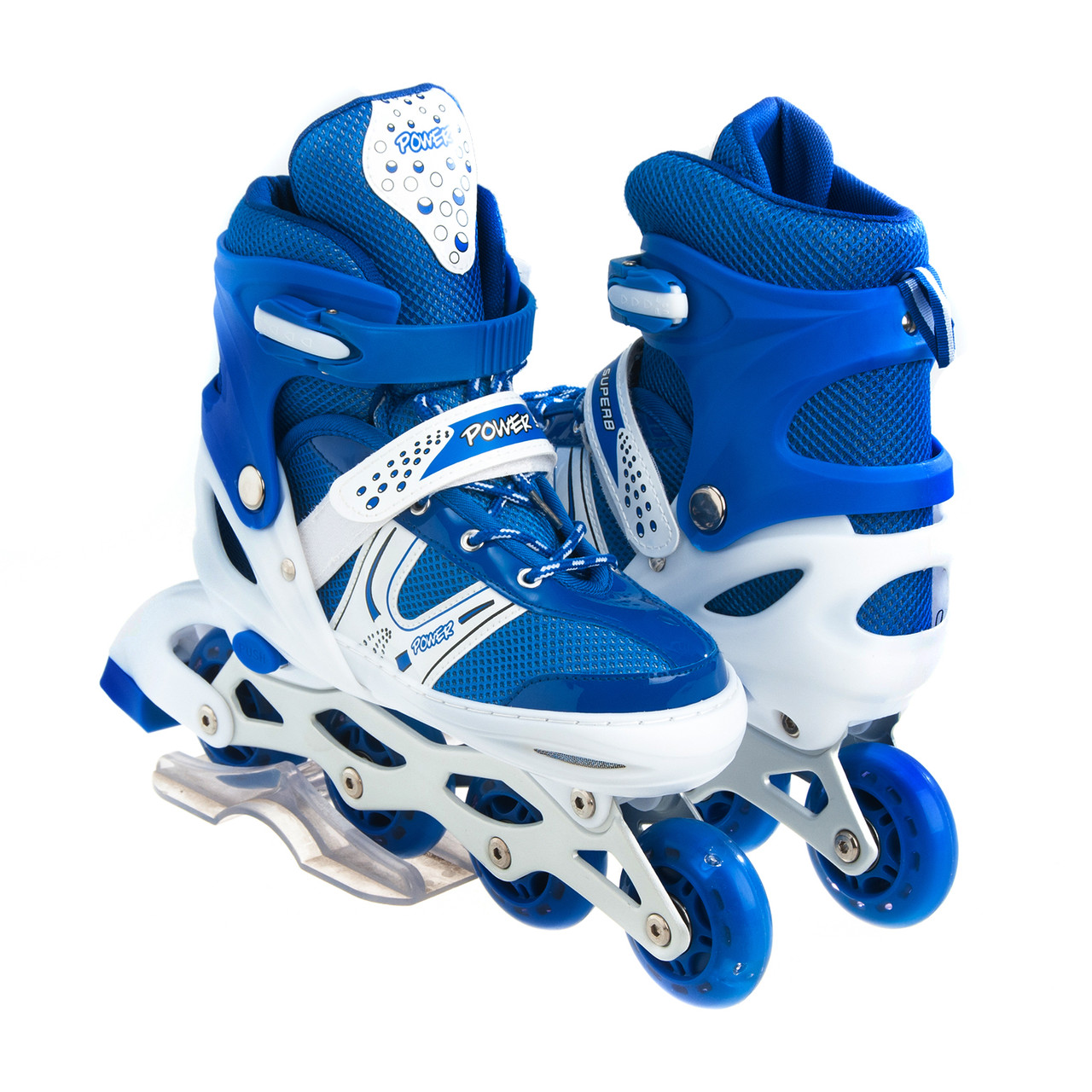 Розсувні роликові ковзани Happy розмір 38-42 Синій колеса, що світяться, фото 1