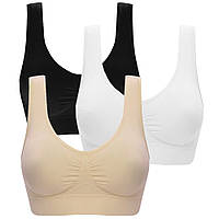 Комплект бесшовных бюстгальтеров 3шт (черный,белый,бежевый),размер M,Ahh Bra DS