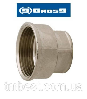 Муфта перехідна 1/2"х3/4" ВВ нікельована Gross SF, фото 1