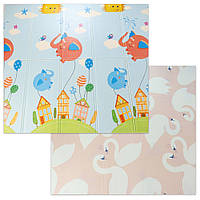 Двосторонній термокилимок для дітей (200х180см), Слон і Лебеді DS