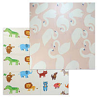 Двосторонній термокилимок для дітей (200х180см), Тварини і Лебеді DS