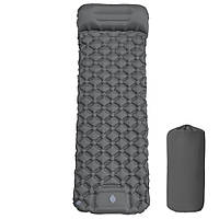 Надувний матрац із подушкою (188х58х6 см) Outdoor Sleeping,Сірий DS