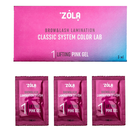 Набір складів у саше Zola Lifting Pink Gel (3 х 1мл) для ламінування вій та брів, фото 1