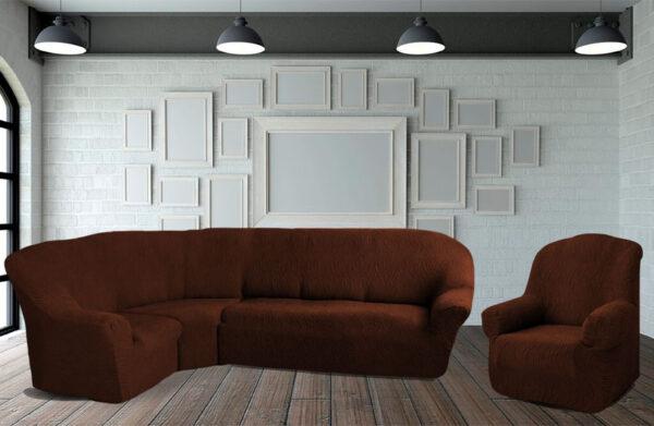 Натяжний чехол на кутовий диван і крісло жаккардовий/Чехол на диван універсальний Туреччина, фото 1