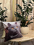 Наволочки велюрові з котиками 45х45 см, фото 3