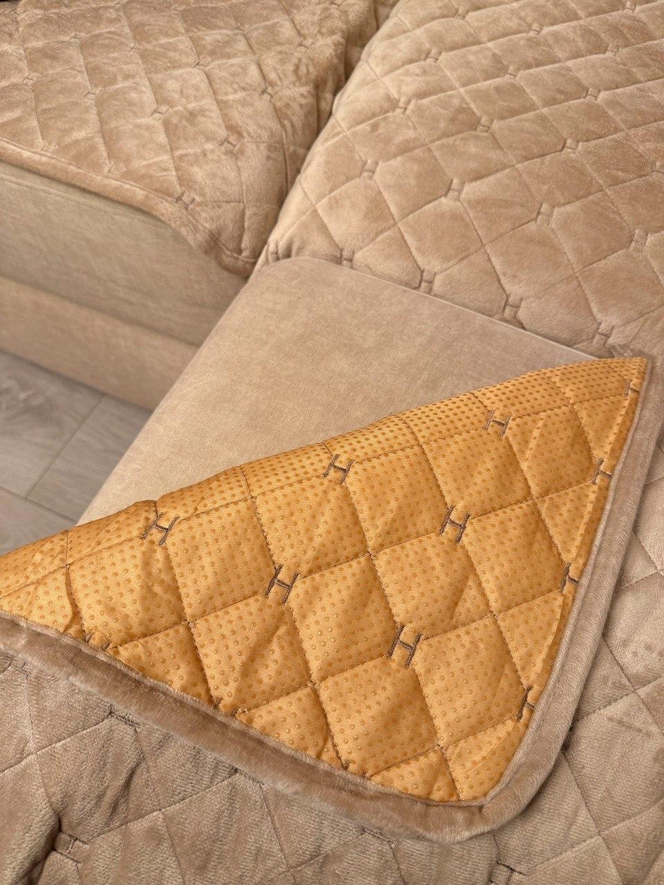 Накидки-дивандеки на кутовий диван і крісла, багатофункціональні 3 полотна, фото 1