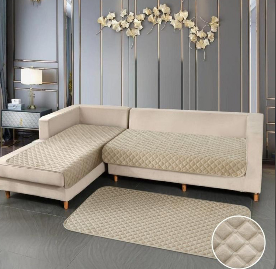 Накидки-дивандеки на кутовий диван і крісла, багатофункціональні 3 полотна, фото 1