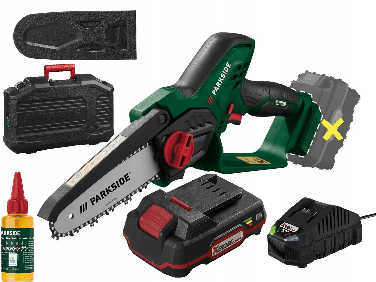 Акумуляторна ланцюгова пила PAGHS 20-Li B2 + аккумулятор 2AH, фото 1