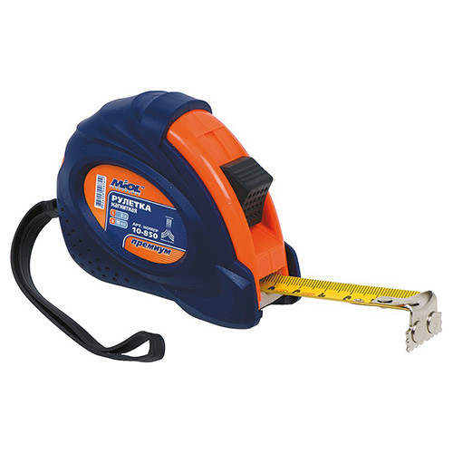 Рулетка вимірювальна 10м×25мм з магнітним наконечником металеве полотно MIOL 10-900, фото 1